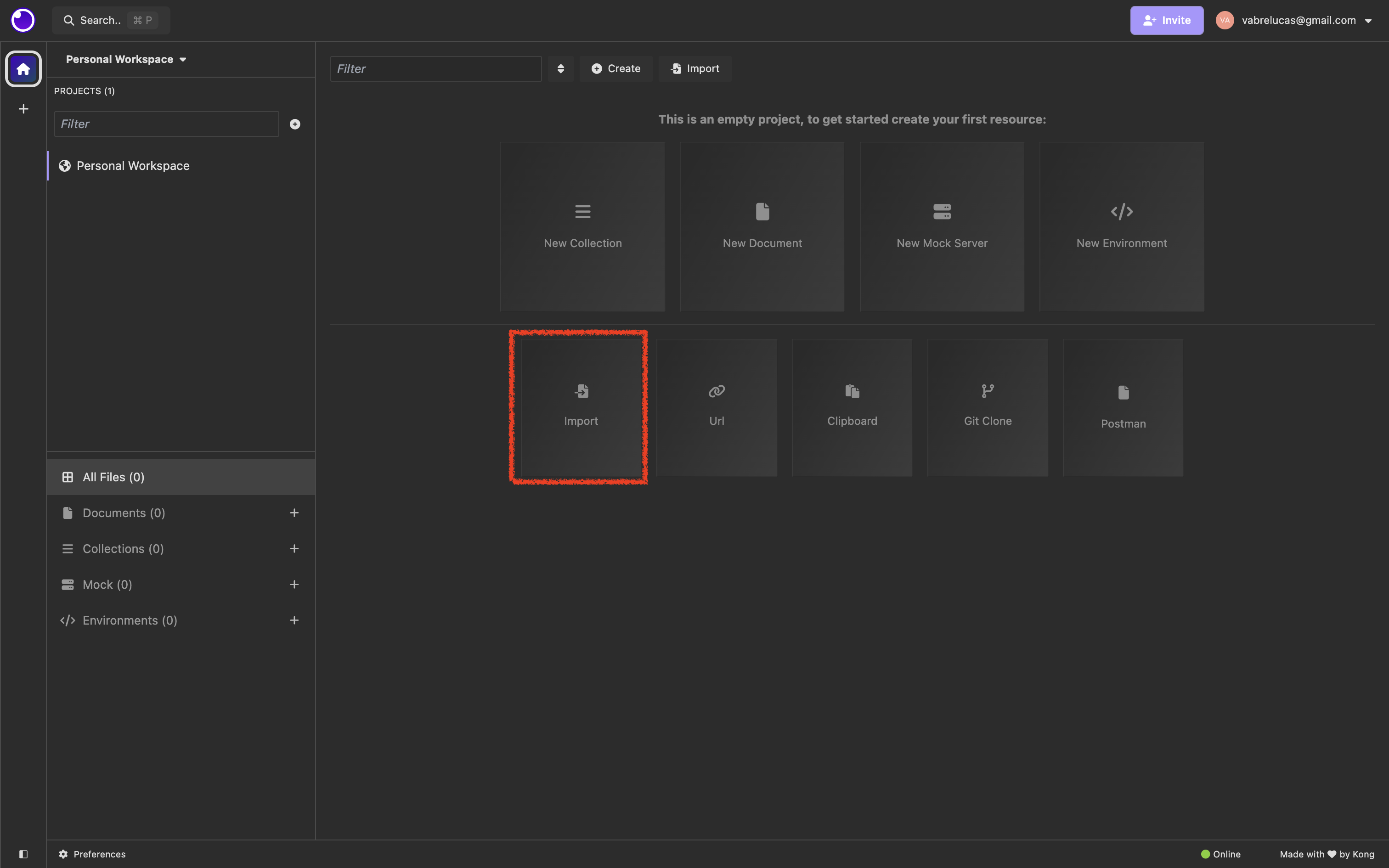 Import button